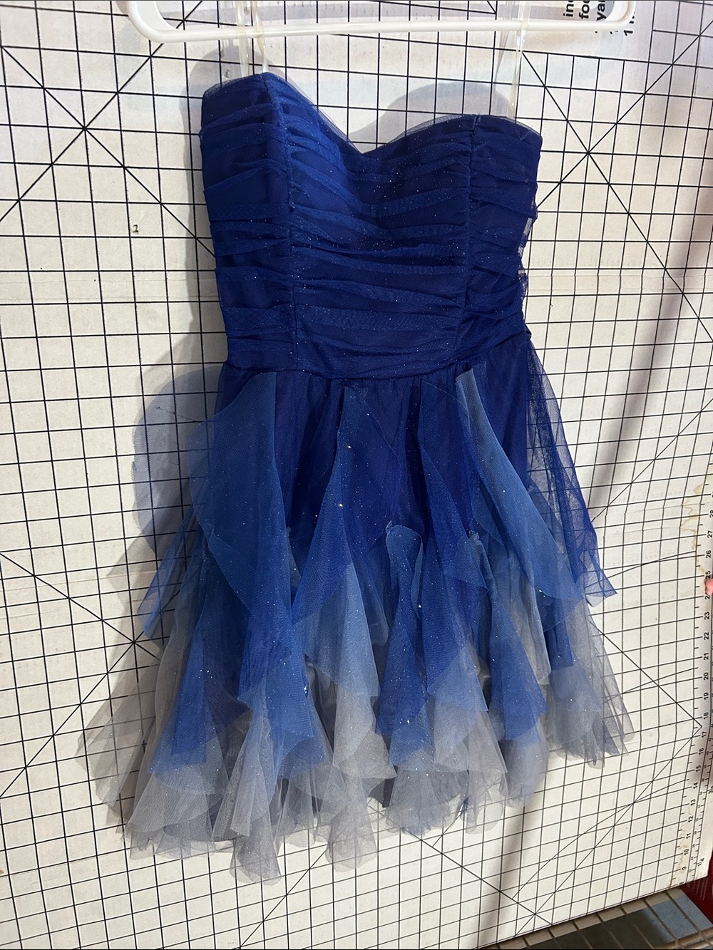 Teeze Me Navy and Light Blue Strapless Tulle Party Dress